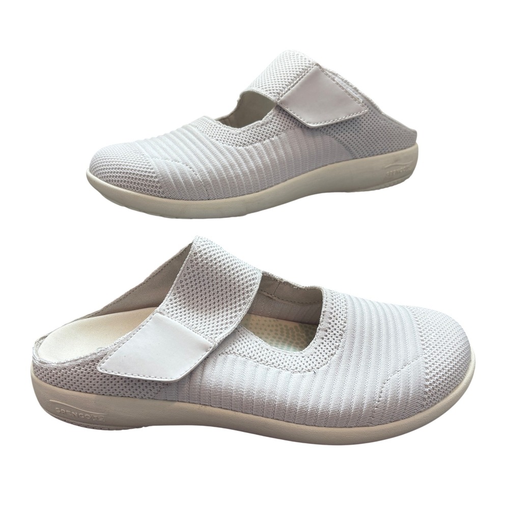 Spenco Siesta Mary Jane Mule Size 9 Grey Knit Adjustable Strap Comfort Shoes
